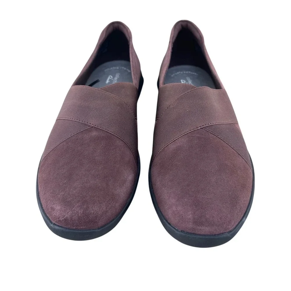 Clarks Collection Step June Shell Burgundy Suede Slip On Loafers Womens 10 M